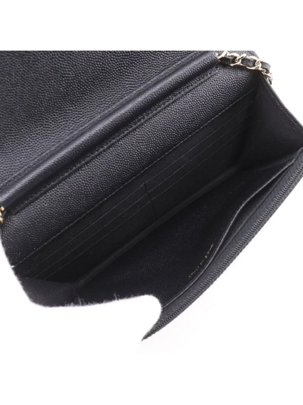 Chanel Mademoiselle Quilted Caviar Leather Black Chain Wallet Shoulder